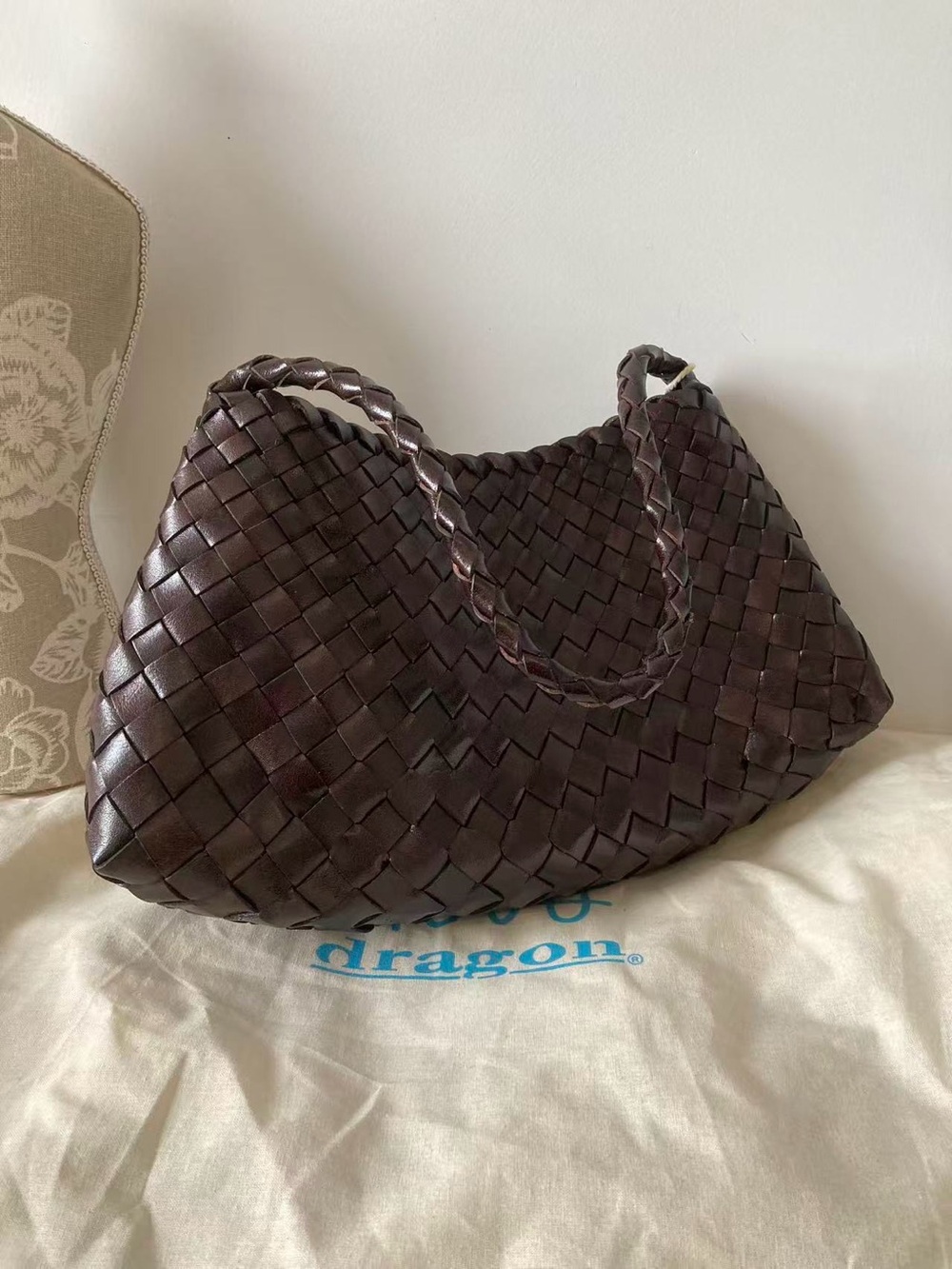 Dragon Diffusion Woven Shoulder Bag in Deep Brown - Picture 8 of 11